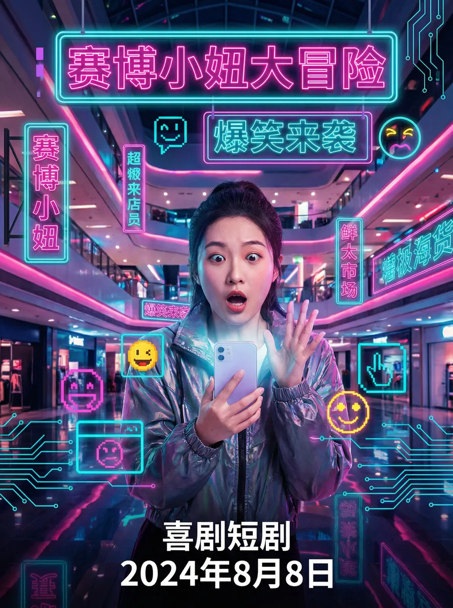羞羞网页入口页面登陆 搞笑喜剧短剧 - 赛博小妞大冒险海报